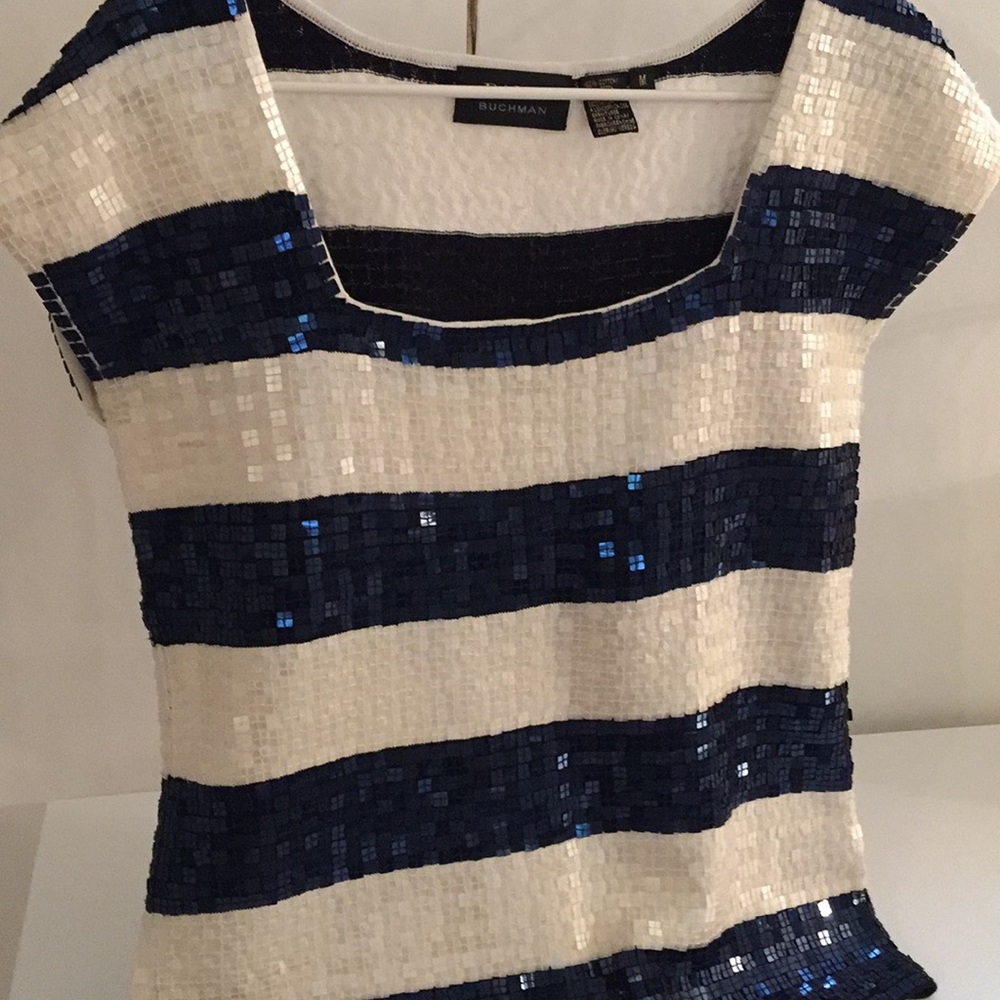Dana Buchman sequin striped glam top